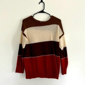 Burgundy and White Sweater